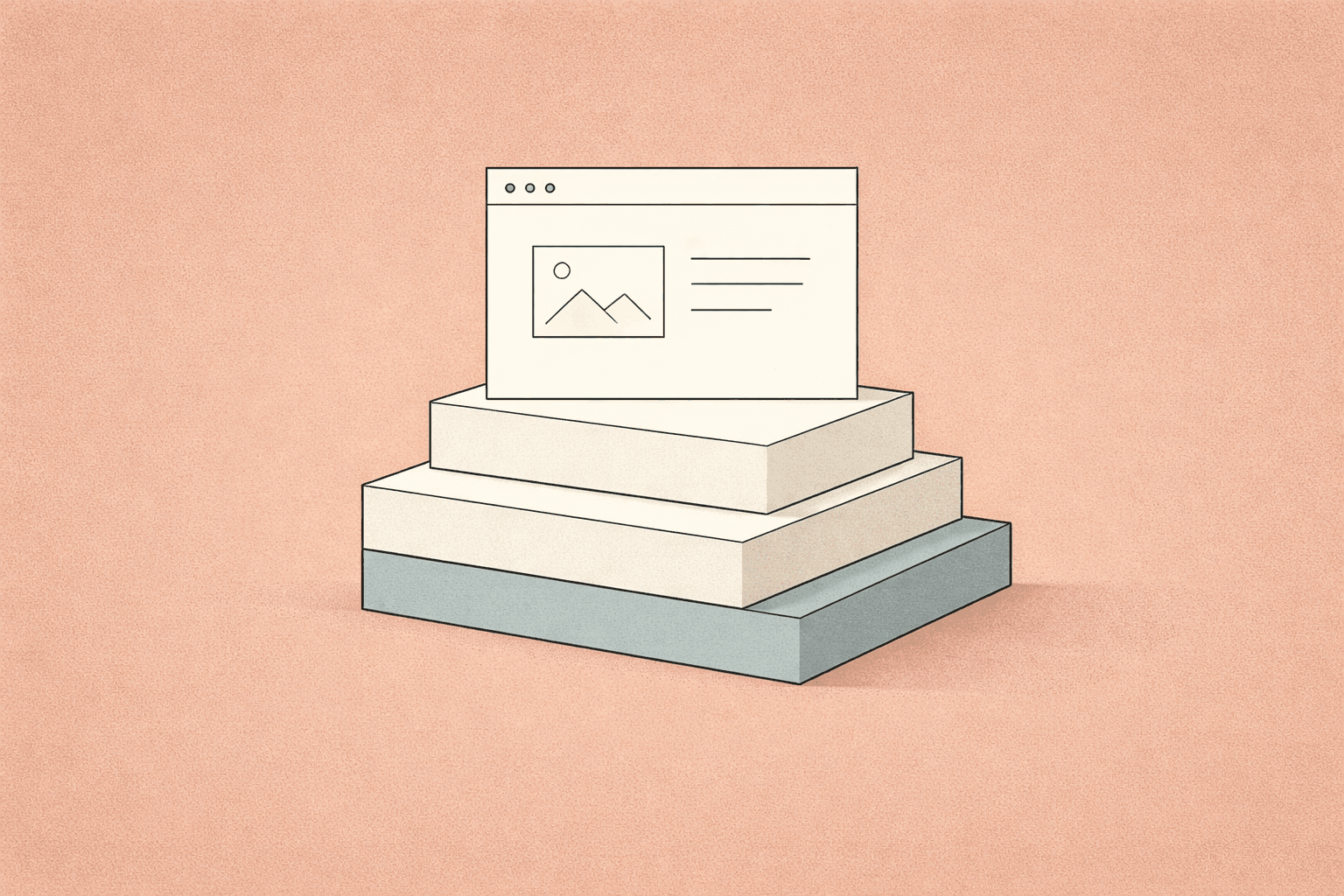 A minimal abstract editorial illustration representing layered website design scope and cost.